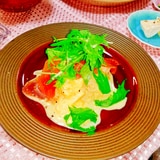 糖質制限☆生ハムと水菜の白滝カルボナーラ